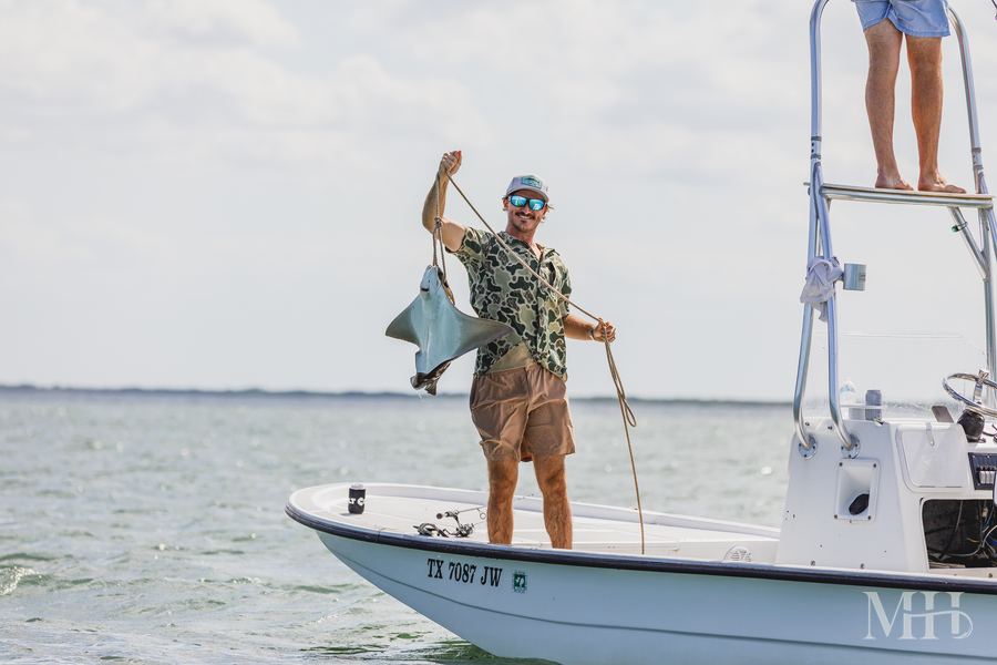 Ryan Carlson on the boat, Texas Coastal Bend